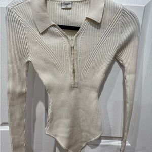 Abercrombie & Fitch Cream Ribbed Bodysuit